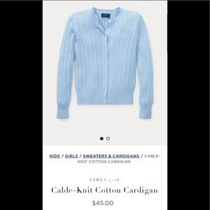 Ralph Lauren girl’s cardigan, cream,brand new